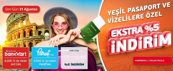 Touristica Yeşil Pasaport ve Vizelilere Ekstra %5 Kupon Kodu